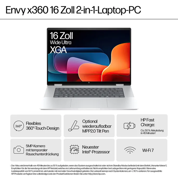 HP ENVY x360 16" WUXGA IPS Core™ Ultra 7 155U 16GB/512GB SSD Win11 16-ac0473ng – Bild 5