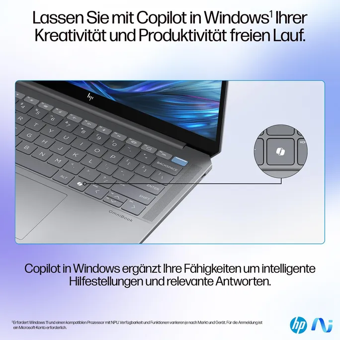 HP OmniBook Ultra 14" 2,2k Touchscreen Ryzen AI 9 HX 365 16GB/1TB SSD Windows 11 Home - 14-fd0094ng Copilot+PC – Bild 4
