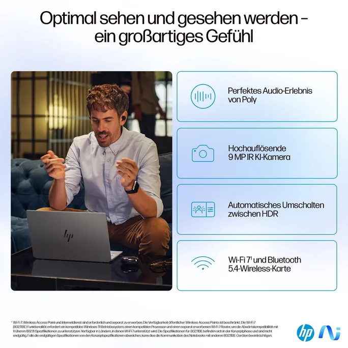 HP OmniBook Ultra 14" 2,2k Touchscreen Ryzen AI 9 HX 365 16GB/1TB SSD Windows 11 Home - 14-fd0094ng Copilot+PC – Bild 5