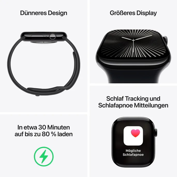 Apple Watch Series 10 LTE 42mm Slate Titangehäuse mit schwarzem Sportarmband - S/M – Bild 3