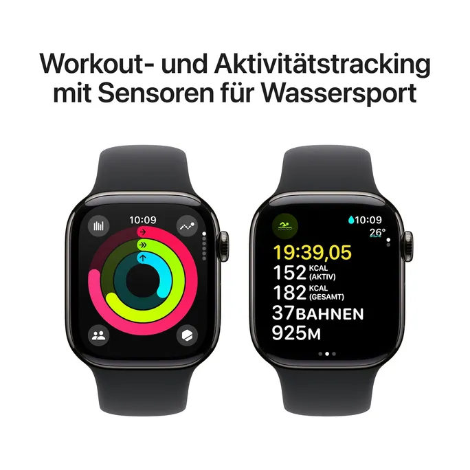 Apple Watch Series 10 LTE 42mm Slate Titangehäuse mit schwarzem Sportarmband - S/M – Bild 4