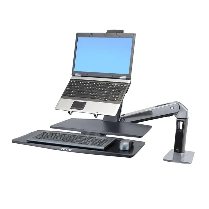 Ergotron WorkFit-A Single Steh-Sitz-Arbeitsplatz mit abgesenkter Tastaturablage – Bild 5