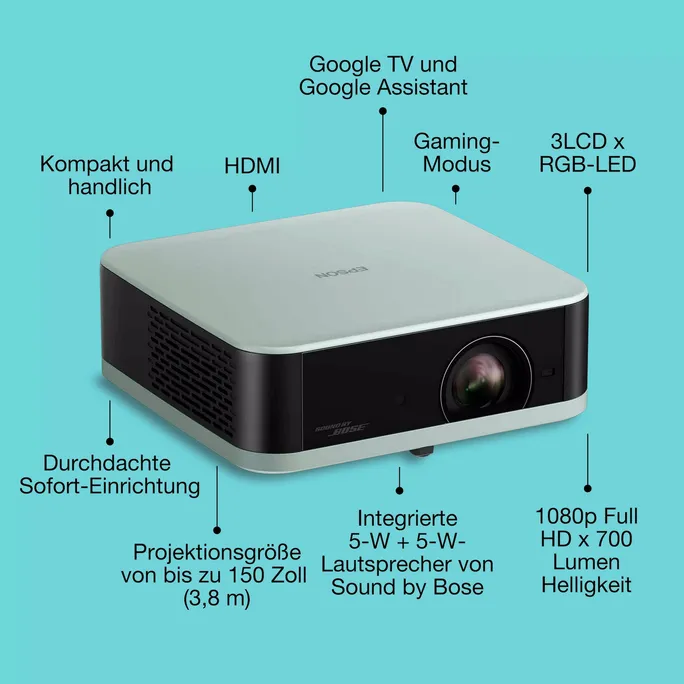 Epson EF-61G Lifestudio Pop Mini-Laserprojektor 700 Lumen FHD HDMI Grün – Bild 2