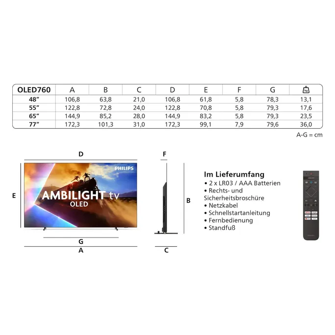 Philips 77OLED760 194cm 77" 4K OLED Ambilight TitanOS Smart TV Fernseher – Bild 4