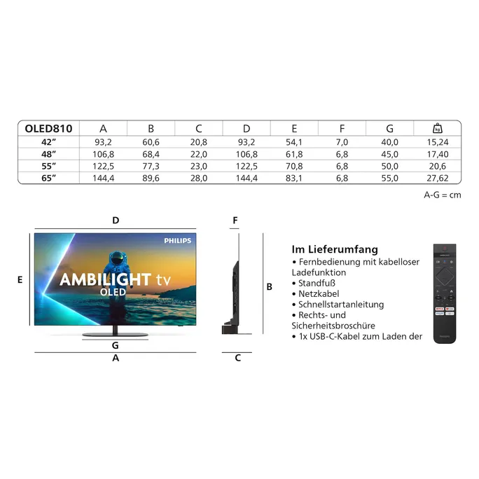 Philips 65OLED810/12 164cm 65" OLED 4K Ambilight Smart TV Fernseher Google TV™ – Bild 4