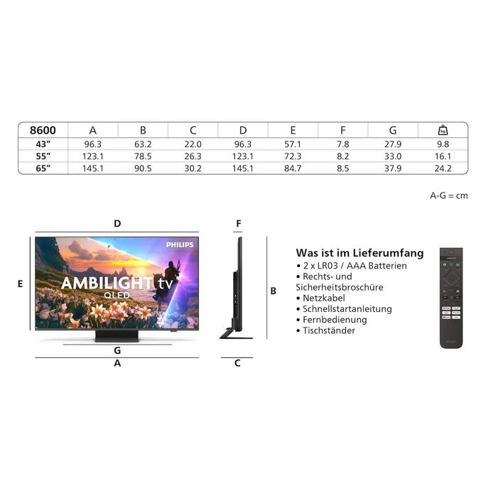 Philips 65PUS8600/12 164cm 65" 4K QLED Ambilight TV 120Hz – Bild 4