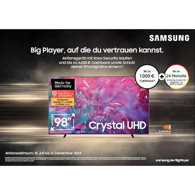 Samsung GU98DU9079 98" Crystal UHD LED 4K Smart TV – Bild 2