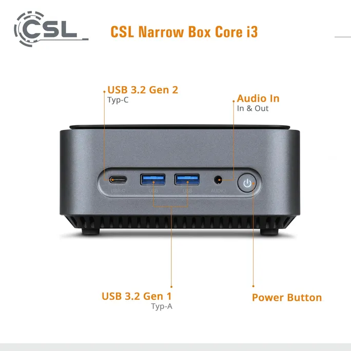 CSL Narrow Box Mini-PC Core i3-N305 32GB/1TB SSD Win11 Pro – Bild 3