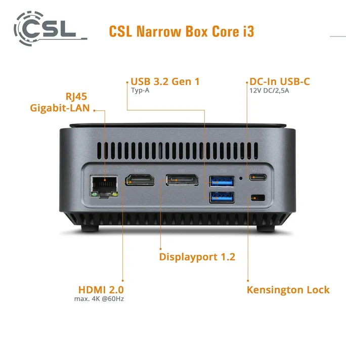 CSL Narrow Box Mini-PC Core i3-N305 32GB/1TB SSD Win11 Pro – Bild 4