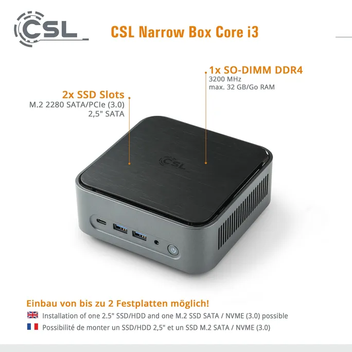 CSL Narrow Box Mini-PC Core i3-N305 32GB/1TB SSD Win11 Pro – Bild 5