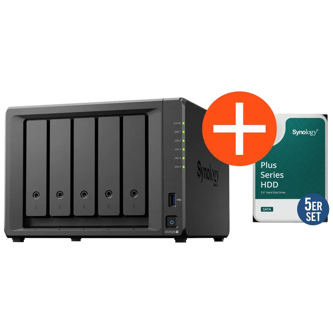 Synology DS1525+ NAS System 5-Bay 60 TB inkl. 5x 12 TB Synology HDD HAT3310-12T