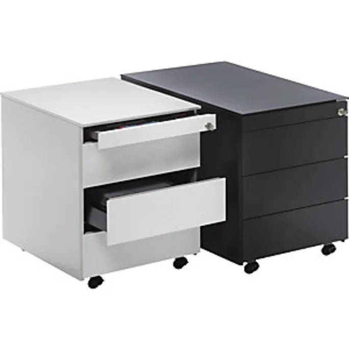 Schubladenrollcontainer, HxT 570x600 mm, Stahlplatte, 3 Schubl., anthrazitgrau – Bild 2