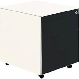 Schubladencontainer mit Rollen, 570x600, Stahlpl., 3 Schubl. weiß/anthr.