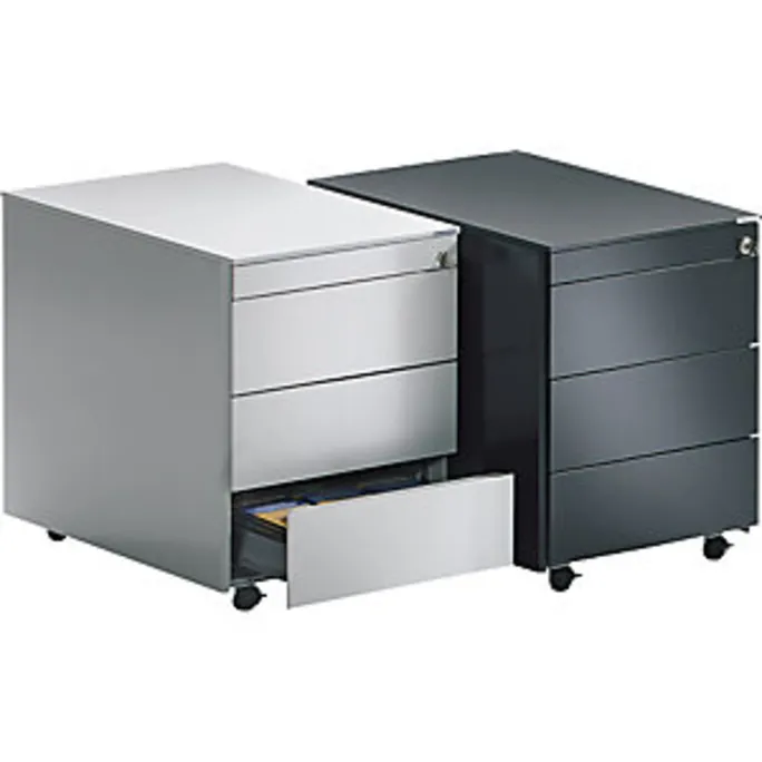 Schüberollcontainer, 570x800mm, Stahlpl., 3 Schübe, anthrazitlichtgrau – Bild 2