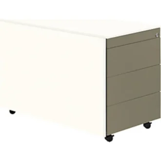 Schubladencontainer mit Rollen, 570x800mm, Stahlplatte, 3xSchublade, weiß/grau