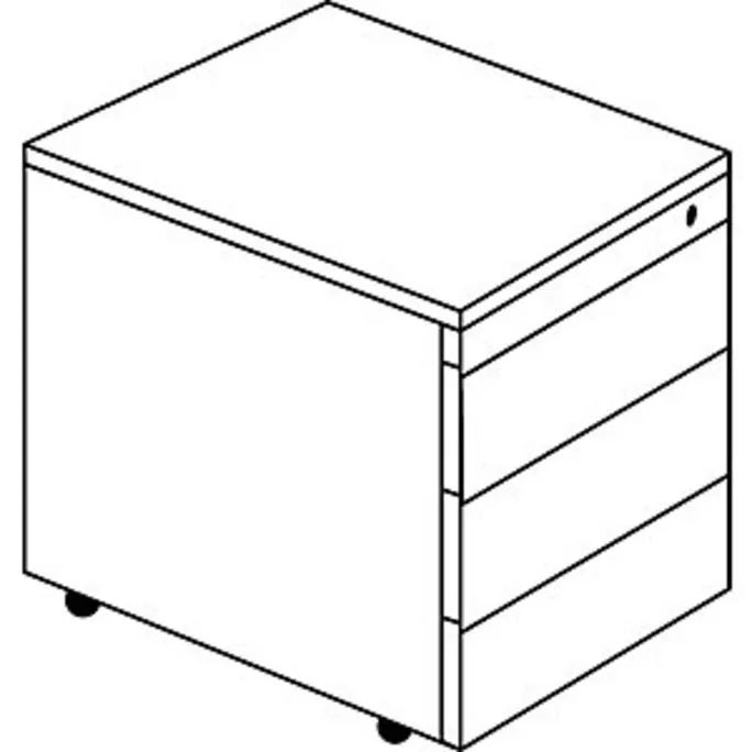 Schubladencontainer m.Rollen, 573x600, HPL-Vollkernpl., 3 Schubl., weiß/alu – Bild 2
