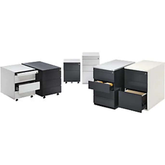 Schubladencontainer, HxT 720x800 mm, 4 Schubladen, weißaluminium/gelbgrün/weiß – Bild 3