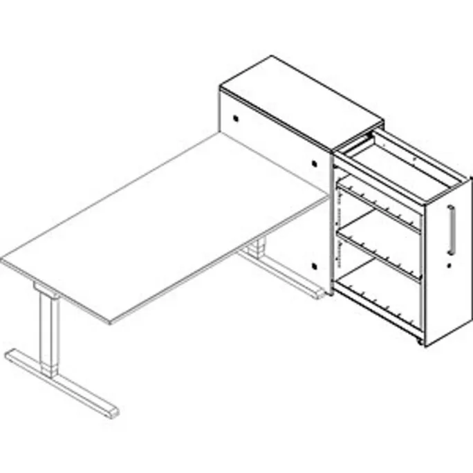 Hochauszugschrank, Thekenelement rechts stehend, H 1025 mm, weiß/anthrazitgrau – Bild 3