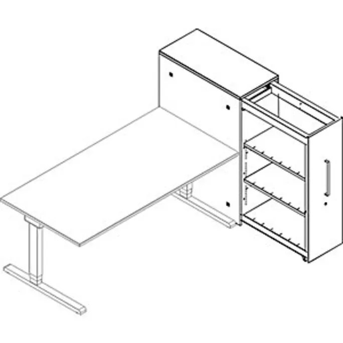 Hochauszugschrank, Thekenelement rechts stehend, H 1250 mm, weiß/anthrazitgrau – Bild 3