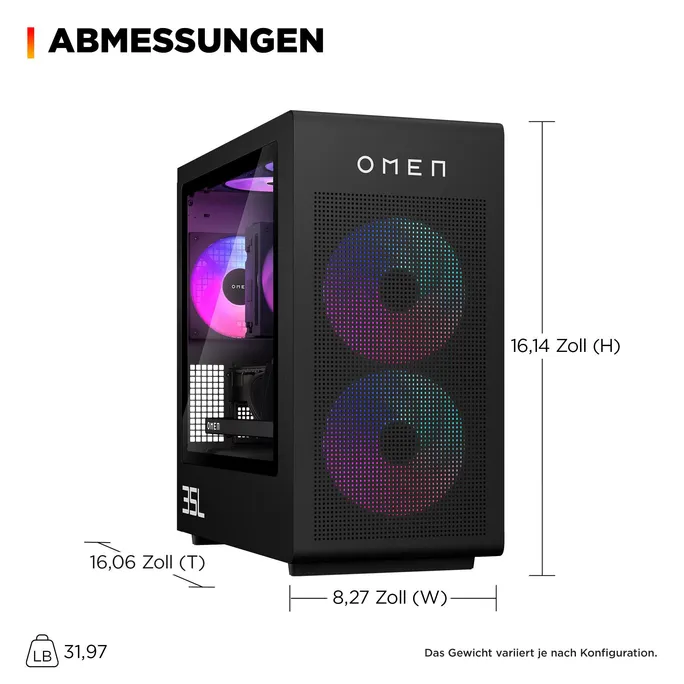 HP OMEN GT16-1470ng 35L Gaming Desktop Ryzen™ 7 9800X3D 32GB/1TB SSD RTX 5070 Win11 – Bild 4