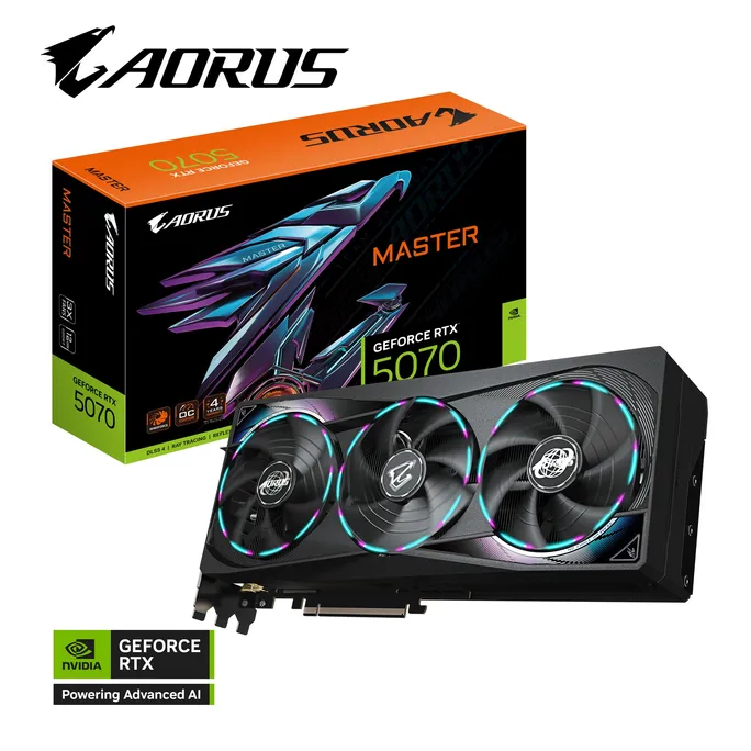 GIGABYTE AORUS GeForce RTX 5070 MASTER 12G Grafikkarte HDMI/DP – Bild 2