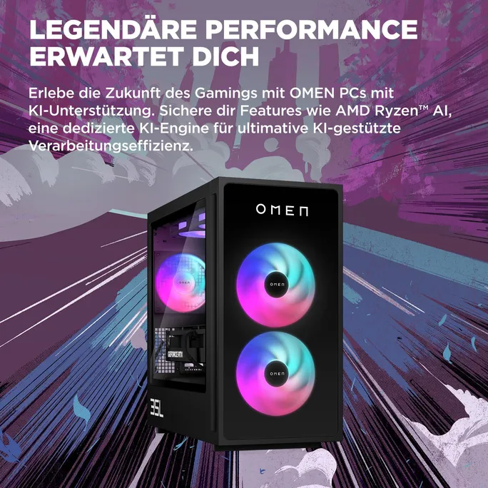 HP OMEN GT16-0478ng 35L Gaming Desktop Ryzen 7 8700F 32GB/1TB SSD RTX 4060 Win11 – Bild 5